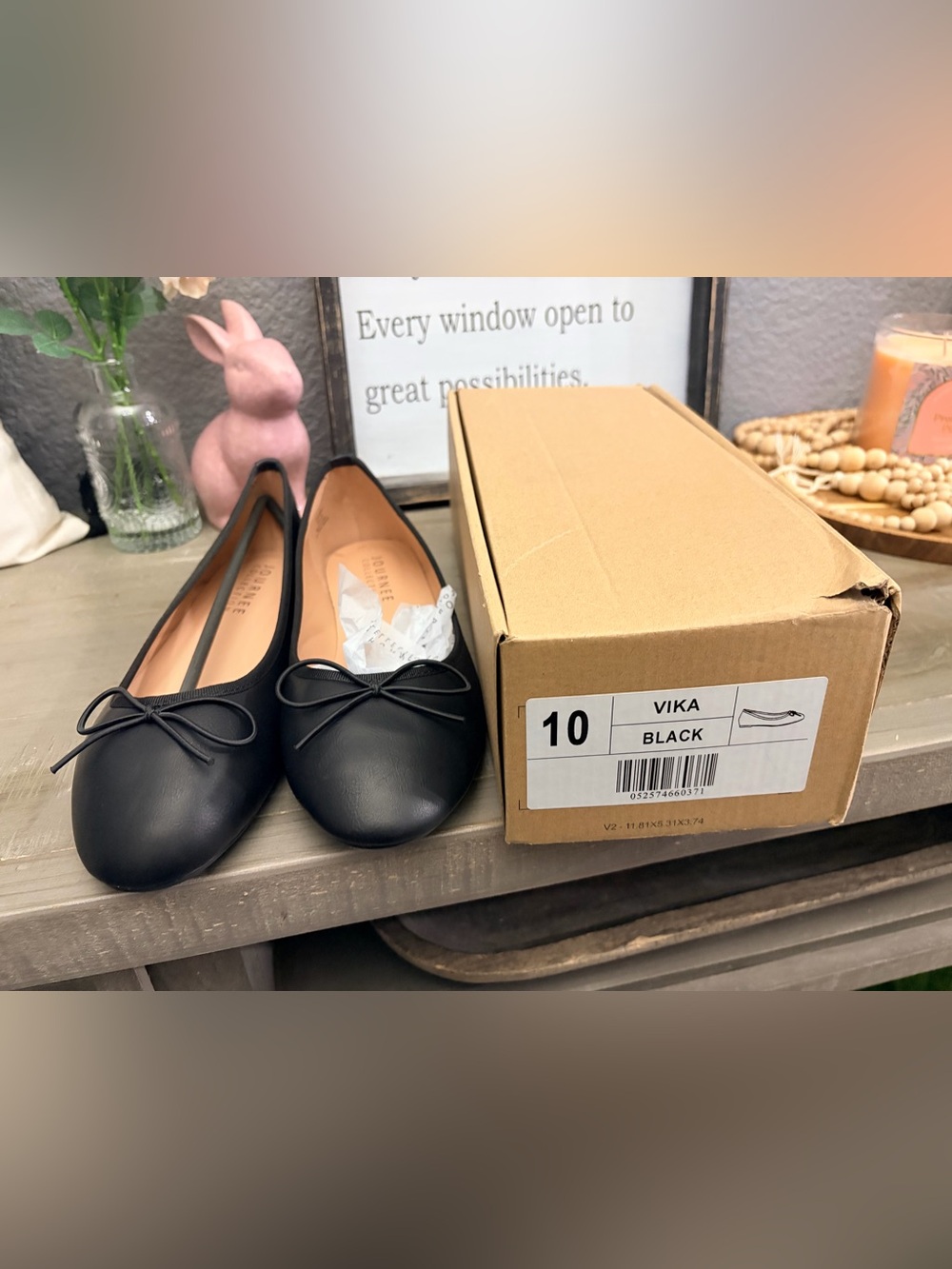 Journee Collection Black Vika Ballet Flats with Bow